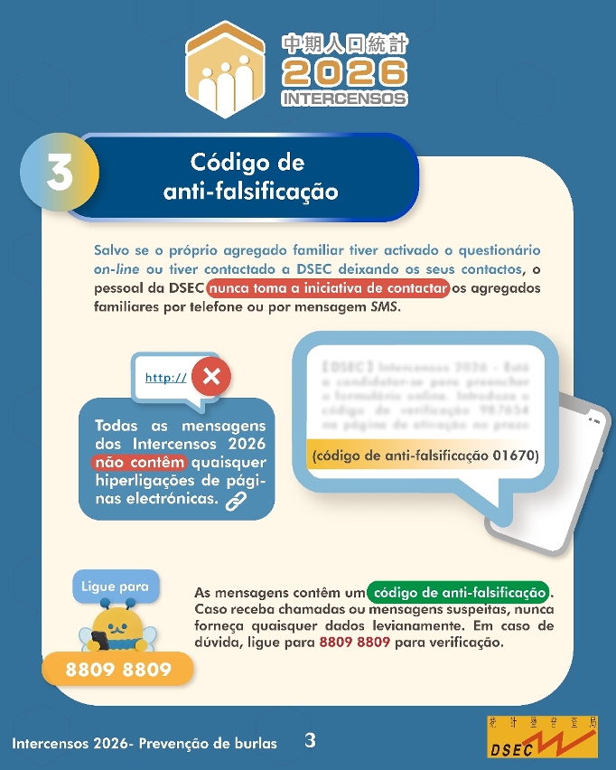 Intercensos 2026 - Prevenção de burlas