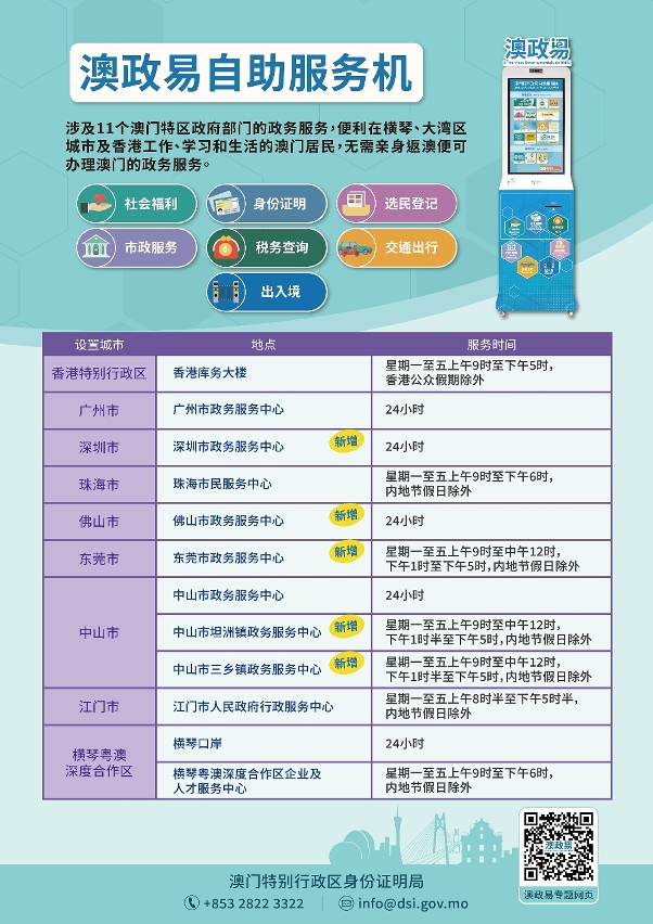 【图文包】“澳政易”自助服务机扩展至更多大湾区城市