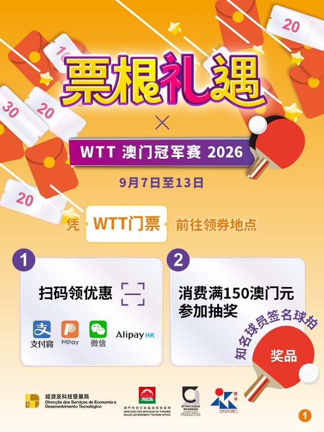 “票根礼遇xWTT澳门冠军赛2026”图文包