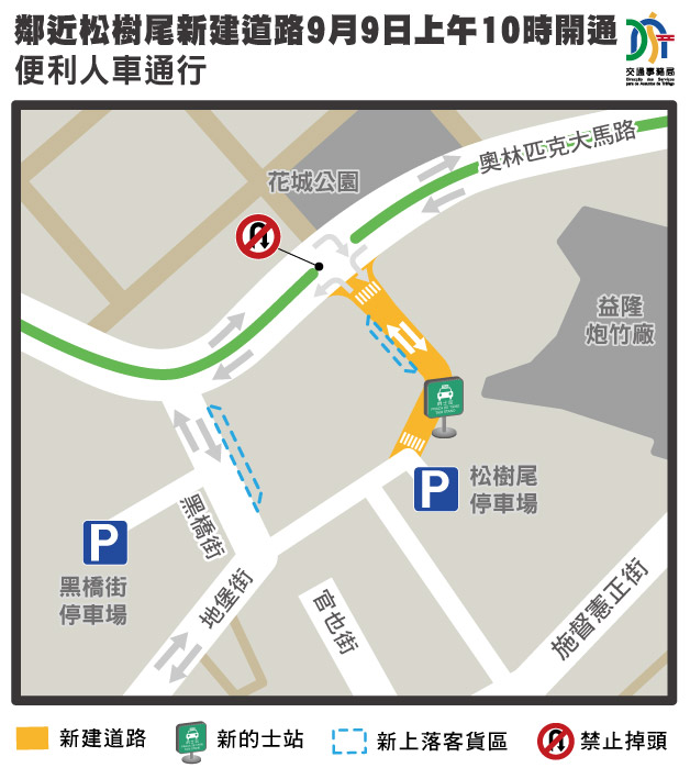 鄰近松樹尾新建道路9月9日上午10時開通
