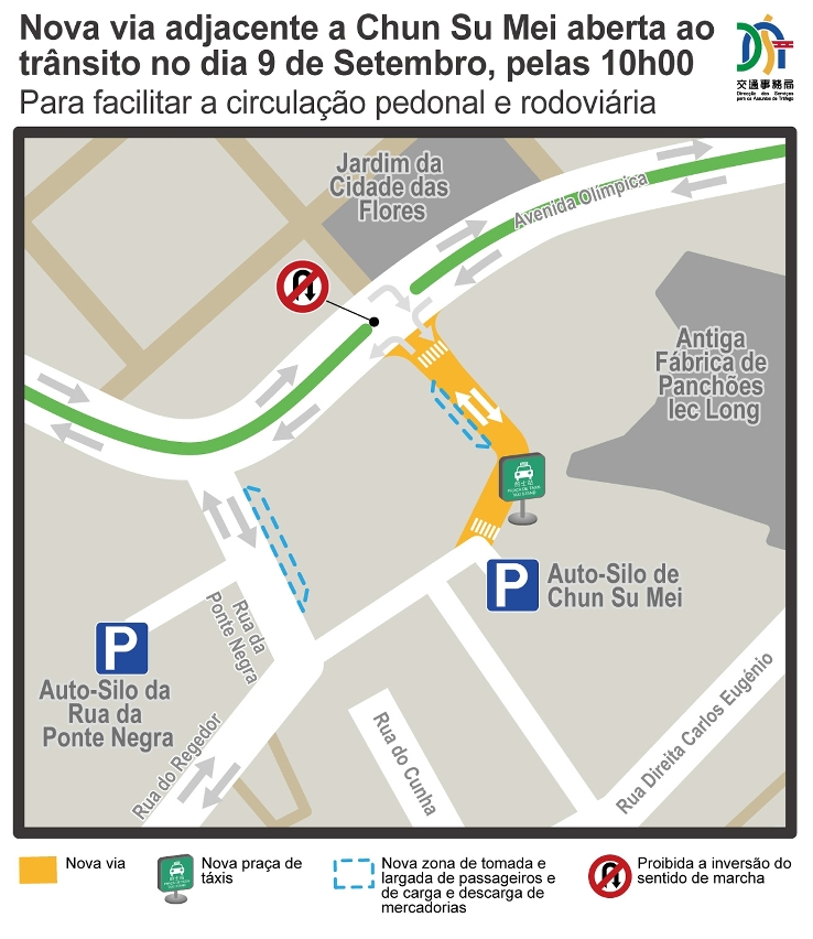 Nova via adjacente a Chun Su Mei aberta ao trânsito no dia 9 de Setembro, pelas 10h00