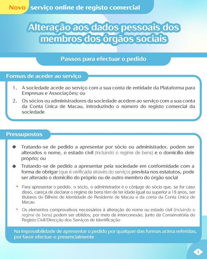 6. Passos para efectuar o pedido sobre o registo da alteração aos dados pessoais dos membros dos órgãos sociais (1)
