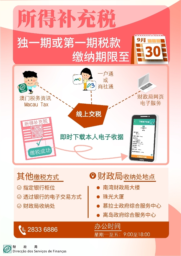 所得补充税独一期或第一期税款缴纳期至9月30日