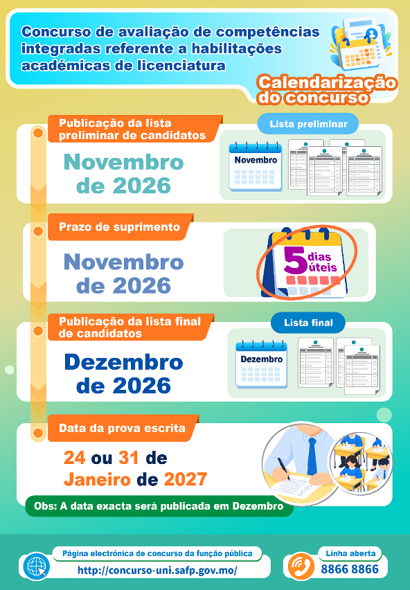 Calendarização do concurso