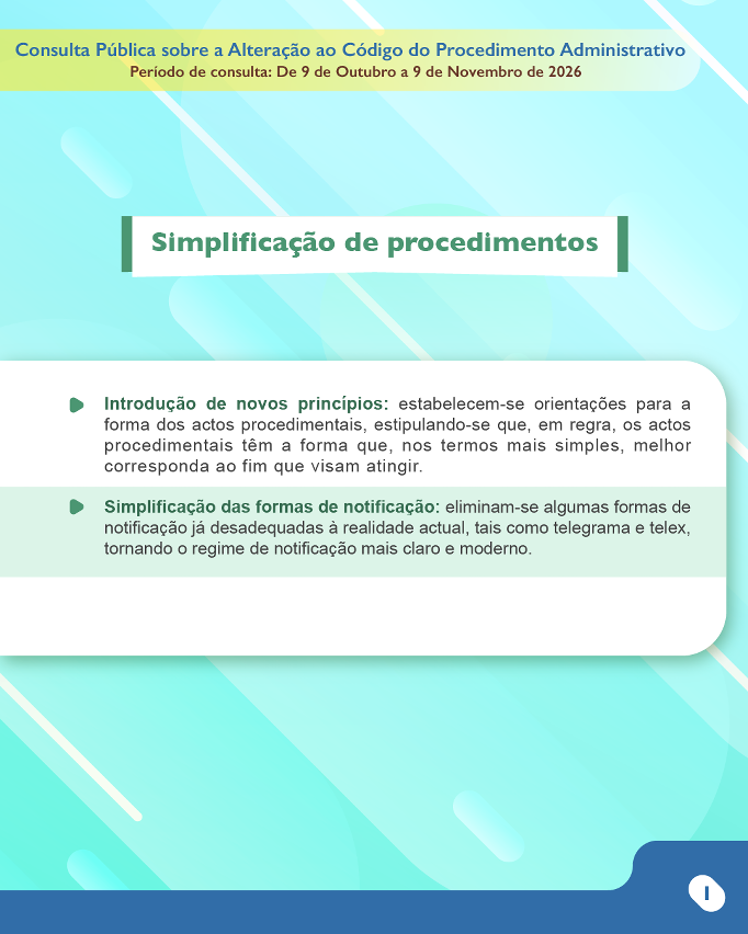 Consulta Público sobre a Alteração ao Código do Procedimento Administrativo_Infografias_Simplificação de procedimentos_1