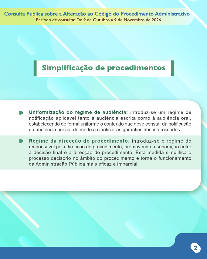 Consulta Público sobre a Alteração ao Código do Procedimento Administrativo_Infografias_Simplificação de procedimentos_2